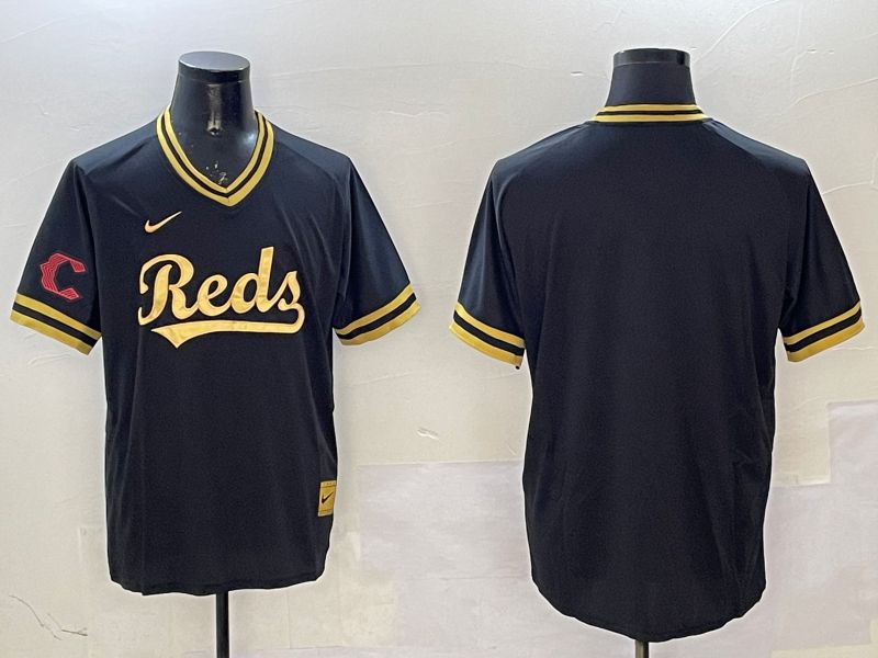 Men Cincinnati Reds Blank Black Gold Game 2025 Nike MLB Jersey style 2->kansas city royals->MLB Jersey